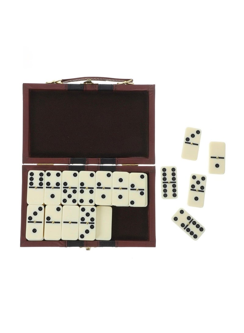 Toyland 28 PCS-Traditional Wooden Domino Game Set with Stylish Storage Case for Adults and Kids-Red - Image 2